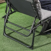Outsunny Klappliege, 5-stufig neigbare Rückenlehne, Kissen, Auflage, bis 120 kg, Stahl, hellgrau, 58 x 189 x 32,5 cm(m-7)