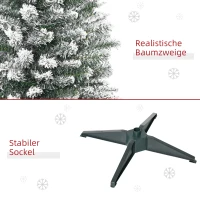 HOMCOM Künstlicher Weihnachtsbaum, 210 cm, beschneite PVC-Zweige, klappbar, Metallständer, Grün/Weiß(m-7)