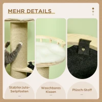 PawHut Kratzbaum, mit Liegeplattform, Sitzplattform, Hängematte, Liegekissen, 50 x 50 x 114 cm(m-6)