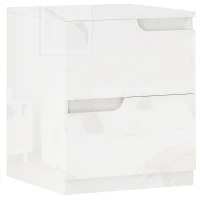 HOMCOM Comodino Moderno in Legno con 2 Cassetti e Design Lucido, 40x40x48 cm, Bianco(m-1)