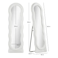 HOMCOM Wavy Velvet-Feel Full Length Mirror - White(m-3)