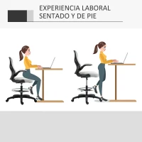 Vinsetto Silla de Dibujo Giratoria con Soporte Lumbar Reposapiés Ajustable y Reposabrazos Abatibles 59x65x102-122 cm Gris Claro(m-5)