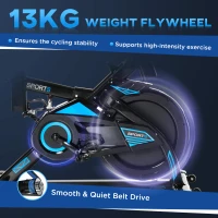 HOMCOM Stationary Exercise Bike w/ iPad Holder, LCD Monitor, Comfortable Seat, Indoor Cycling Training Bike, 13KG Flywheel,  Home Office, Black(m-5)