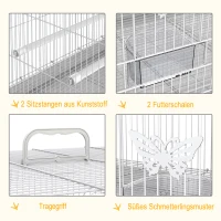 PawHut Vogelkäfig Vogelbauer Vogelvoliere Käfig Bauer Vogelhaus Vogel Sitzstange 60 cm x 41 cm x 41 cm(m-4)