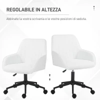 HOMCOM Sedia da Ufficio in Tessuto con Altezza Regolabile, Seduta Girevole e Ruote, Bianco(m-4)