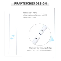 Outsunny Aufstellstange Zeltstange Teleskop Tarpstange 3 Stk. Teleskopstange für Sonnensegel inkl. Seil + Hering Metall Weiß Ø2,5 x 104 cm(m-6)