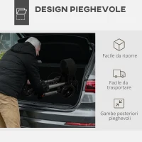 HOMCOM Deambulatore Pieghevole in Allumino ad Altezza Regolabile con Borsa, 64x67x80-92 cm, Nero e Argento(m-4)