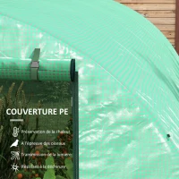 Outsunny Serre de Jardin Tunnel 12 m² 4L x 3l x 2H m Acier renforcé + PE Haute densité 140 g/m² 8 fenêtres Porte enroulable Vert(m-5)