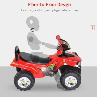 HOMCOM Kids Children Ride-on Toy Off Road Style Quad Bike Racing Car NO POWER 4 Wheels Horn Music Red(m-6)