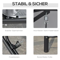 Outsunny Hollywoodschaukel Gartenschaukel Schaukel Schaukelbank mit Liege-Funktion, 3 Sitzer, Metall+Polyester, Grau, 209 x 114 x 170 cm(m-6)