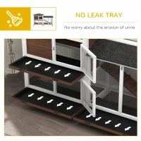 PawHut Wooden Two-Tier Pet Hutch 144×64.5×100 cm with with Run & Slide-Out Tray - Brown(m-7)