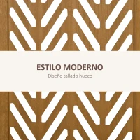 HOMCOM Separador de Ambientes Plegable de 4 Paneles 160x1,7x170 cm Biombo de Madera con Patrones Geométricos Natural(m-4)