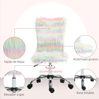 HOMCOM Silla de Escritorio sin Brazos con Altura Ajustable Tapizado en Felpa y Respaldo Alto Carga 120 kg Multicolor(m-5)