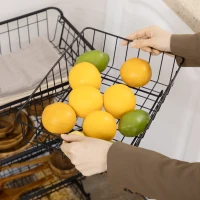 HOMCOM Frutero de 4 Niveles con Ruedas Carrito de Almacenamiento para Cocina Salón Dormitorio 40x28x97 cm Negro(m-8)