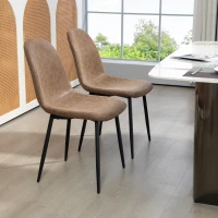 HOMCOM Set 4 Sedie da Pranzo Stile Vintage in Finta Pelle PU con Seduta Ampia e Gambe in Acciaio, Marrone(m-7)