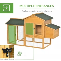 PawHut Chicken Coop with Run Small Animal Hen House Outdoor Poultry Coops Cages Nesting Box Slide-out Tray Asphalt Roof Lockable Door 168 x 75 x 103cm(m-5)