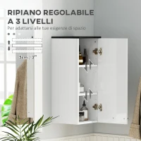 HOMCOM Armadietto Bagno da Parete con 3 Ripiani e Mensole Regolabili, 30x32x73 cm, Bianco(m-5)