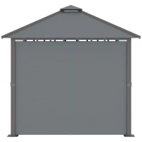 Outsunny Tonnelle de jardin pour terrasse avec 4 parois latérales double toit protection solaire 3 x 3 m gris(m-8)