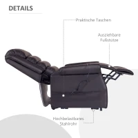 HOMCOM Massagesessel mit Aufstehhilfe, Relaxsessel mit Aufstehhilfe, inkl. Fernbedienung, Braun(m-7)