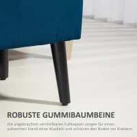 HOMCOM Polsterbank mit Stauraum, Truhenbank mit Armlehnen, 46 cm Sitzhöhe, samtartiges Polyester, 111,5 x 41 x 65 cm, Blau(m-5)