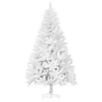 HOMCOM Árbol de Navidad Artificial 180 cm con 550 Ramas Hojas de Plástico Decoración Navideña para Interiores Blanco(m-1)