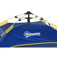 Outsunny Tenda da Spiaggia Pop Up per 2 Persone con Finestre, in Fibra di Vetro e Poliestere, 220x173x120 cm, Blu Giallo(m-8)