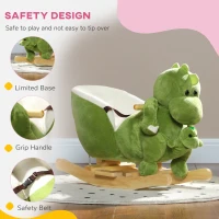AIYAPLAY Dinosaur-Shaped Baby Rocking Horse w/ Safety Belt, 32 Songs(m-6)