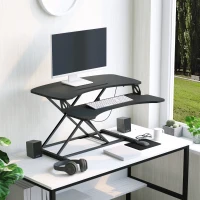 Vinsetto Steh-Sitz Schreibtisch Computertisch Stehpult Standtisch Schreibtisch höhenverstellbar Erhöhung Tischaufsatz ergonomisch Design MDF Metall Schwarz 85 x 71 x 11-50,5 cm(m-2)