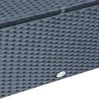 Outsunny Table Basse de Jardin Plateau Verre trempé 5 mm rotin tressé 85 x 50 x 39cm Max. 50 kg Noir(m-7)