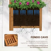 Outsunny Fioriera da Giardino in Legno di Abete Marrone con Grigliato per Rampicanti e Decorazioni, 40x40x145 cm(m-5)