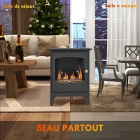 HOMCOM Cheminée à l'éthanol sur pieds style contemporain avec réservoir 1,2Lenviron couverture 25 m² 39 x 26 x 54 cm noir(m-6)