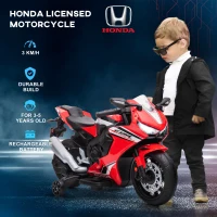 HOMCOM 6V Honda Licensed Kids Motorcycle w/ Music, Training Wheels - Red(m-6)