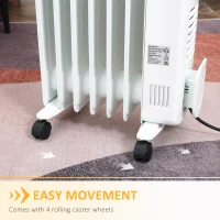 HOMCOM 1500W Digital Oil Filled Radiator, 7 Fin, Portable Electric Heater with LED Display, Built-in Timer, 3 Heat Settings, Safety Cut-Off and Remote Control, White(m-7)