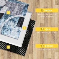 HOMCOM Blue Geometric Rug, Modern Area Rugs Large Carpet for Living Room, Bedroom, Dining Room, 160x230 cm(m-5)