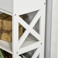 HOMCOM Console Table Side Desk w/ Shelves Drawers Open Top X Support Frame Living Room Hallway Home Office Furniture White(m-9)