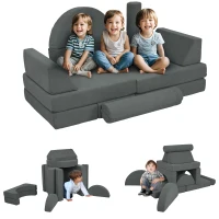 AIYAPLAY Softbausteine, 14-tlg. Set, Bauklötze, verschiedene Formen, für 18+ Monate, Grau(m-10)