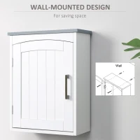 kleankin Bathroom Cabinet Wall Mounted, Modern Bathroom Wall Cabinet with Arched Door and Adjustable Shelf, Bathroom Storage Cabinet, Light Grey and White(m-6)