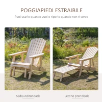 Outsunny Sedia a Sdraio Adirondack da Giardino Pieghevole Regolabile con Poggiapiedi 70 x 175 x 89cm(m-4)