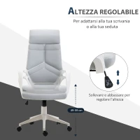 HOMCOM Sedia da Ufficio con Funzione Dondolo, Poltrona Presidenziale in Tessuto Altezza Regolabile e Seduta Girevole, 63x63x117-127 cm, Grigio(m-6)