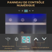 HOMCOM Cave à vin 24 bouteilles 65L haute performance température réglable 5-20° avec lumière LED panneau contrôle tactile noir(m-6)