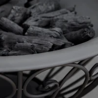 Outsunny Brasero cheminée Foyer extérieur Rond avec Grille, Couvercle Pare-étincelles, tisonnier et Housse Protection métal dim. Ø 76 x 50H cm Noir(m-8)