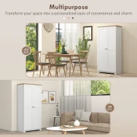 HOMCOM 172cm Kitchen Cupboard, Freestanding Storage Cabinet with Doors and Shelves, Modern 2-Door Kitchen Pantry Cupboard for Dining Room, White(m-8)