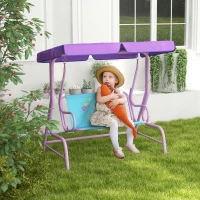 Outsunny Two Seater Kids Garden Swing, Fairy Themed kids Swing Chair with Adjustable Canopy, Safety Belts for Outdoor Use(m-10)