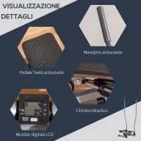 HOMCOM Stepper Fitness con Maniglia e Bande Elastiche, Stepper con Monitor LCD per Allenamento a Casa e Palestra, Argento(m-8)