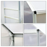 Outsunny Serre de Jardin Aluminium Polycarbonate 9,74 m³ 2,5L x 1,9l x 2,05H m avec Fondation fenêtres Porte coulissante(m-7)