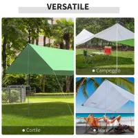 Outsunny Set Palo per Tenda a Vela con Picchetti di Fissaggio e Corda Φ25mm × 3m Bianco(m-5)