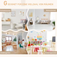 HOMCOM 3-teiliges Kindertisch-Set bogenförmige Kindersitzgruppe Tisch mit 2 Stühlen MDF Tischbeine aus Kiefernholz Weiß+Naturholz 56 x 56 x 50 cm(m-7)