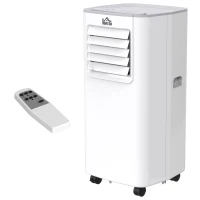 HOMCOM Mobile Klimaanlage 5k BTU 2,4KW 4-in-1 Klimagerät mit Fernbedienung, Kühlung, Luftentfeuchtung, Ventilator, Schlafmodus, für 8-12 ㎡, 24h Timer, 2 Geschwindigkeitsstufen, LED-Display ABS(m-1)