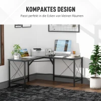 HOMCOM Computertisch Schreibtisch L-Form Eckschreibtisch Winkelschreibtisch MDF Schwarz 150 x 150 x 76 cm(m-4)