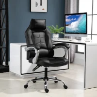 HOMCOM Fauteuil chaise de bureau manager grand confort hauteur/inclinaison dossier réglable noir(m-5)
